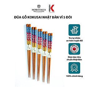 Vỉ 5 đôi đũa tre Kokusai Nhật Bản an toàn, chất liệu tre tự nhiên NDCK-23B