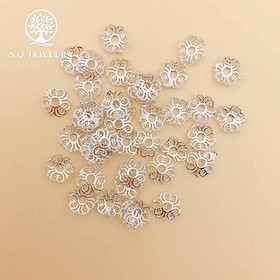 Charm bạc trắng chụp hạt họa tiết xương cá - NQ Jewelry