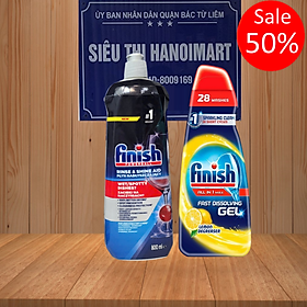 Combo Gel xà phòng rửa bát Finish Gel 1.5L+Nước làm bóng Finish 400ml Tặng 3 viên Finish