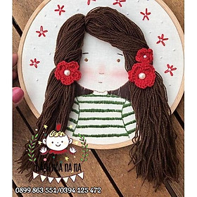 Mua DIY Bộ kit tự thêu tranh cô gái đáng yêu-làm tóc cho cô gái -tự thêu trang trí nhà cửa Decor Handmade - Na Na Shop