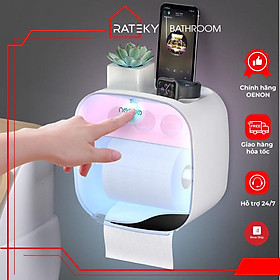 Hộp đựng giấy vệ sinh cao cấp Oenon lắp đặt dán tường hình chữ nhật chống nước có chỗ để điện thoại đa năng