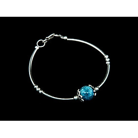 Vòng tay phong thủy đá Azulite tự nhiên mix charm hoa bạc VK005
