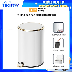 Mua Thùng rác inox có nắp đậy cao cấp - Thùng đựng rác inox gia đình hiện đại R12