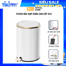 Thùng rác inox có nắp đậy cao cấp - Thùng đựng rác inox gia đình hiện đại R12