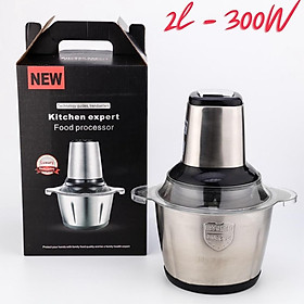 Mua  Hàng L1  Máy xay thịt đa năng 300W  nút inox  cối Inox 304   4 lưỡi  dung tích 2L