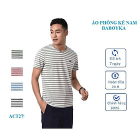 Áo thun nam cổ tim chất Cotton 100% LOGO thương hiệu BABOYKA