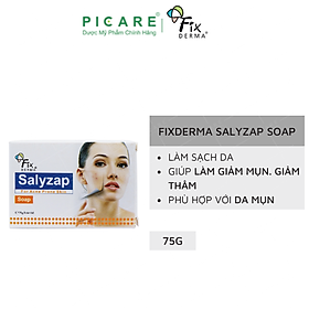 Xà Phòng Giúp Giảm Mụn Trúng Cá, Mụn Đầu Đen, Mụn Đầu Trắng, Giảm Thâm Mụn Fixderma Salyzap Soap - 75g