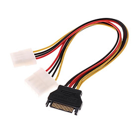 15 pin SATA Male to Dual 4 pin Molex Female Power Supply Cable Connector