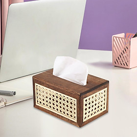 Wooden Tissue Box Paper Storage Box Napkin Holder for Desktop Hotel Bedroom