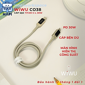 Mua Cáp sạc hàng chính hãng WiWU Titan C to L Wi-C038  siêu bền  PD30W  có màn hiển thị