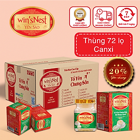 THÙNG 72 LỌ YẾN SÀO WIN'SNEST TỔ YẾN CHƯNG SẴN BỔ SUNG CANXI 20% (70ML/LỌ)