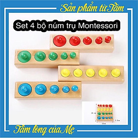 Set 4 Bộ Núm Trụ Montessori - Đồ Chơi Gỗ