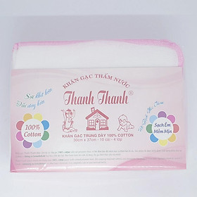 Khăn gạc Thanh Thanh Trung  Dày 10 cái 4 lớp 30x37cm 100% cotton