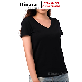 Áo Thun Nữ Trơn Cổ Tim, Áo Phông Nữ Basic 100 Cotton Cao Cấp Hàng Hiệu Đẹp Thoáng Mát Tay Ngắn Màu Đen