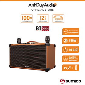 Loa Karaoke Di Động Sumico BT-S65 Kèm 2 Micro không dây Kim loại - Hàng