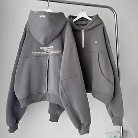 (New) Áo hoodie zip dây kéo GOOD HABITS xám chì vải nỉ lót bông form rộng unisex nam nữ khoác ngoài chống nắng, áo khoác hoodie cặp đôi