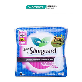 Băng Vệ Sinh Laurier Super Slimguard Siêu Mỏng Cánh 1mm Bảo Vệ Ngày 30cm 8 Miếng