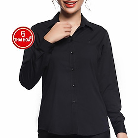 Áo sơ mi nữ Thái hòa 8919-15-01 màu đen vải sợi tre mặc đi làm