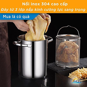 Mua Nồi Chiên Ngập Dầu Mini Kiểu Nhật Bản Luộc Gà Bếp Từ 3 Đáy 16cm Inox 304 Cao Cấp Đạt Chất Lượng Đức SSGP