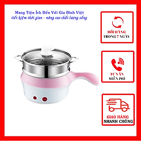 Mua Nồi lẩu mini nồi điện mini  nồi nấu mì siêu tốc kèm vỉ hấp