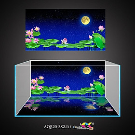 Mua Tranh Dán Bể Cá - Sen Dưới Ánh Trăng - AQB20-382