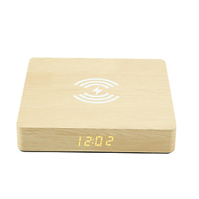 Wireless Charger Station with  Clock for Bedroom Travel Wood