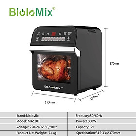 Nồi chiên không dầu điện tử dung tích lớn 12 Lít nhãn hiệu Biolomix MA510T Tích hợp: 8 menu cài đặt với bộ hẹn giờ và điều chỉnh nhiệt độ - HÀNG NHẬP KHẨU