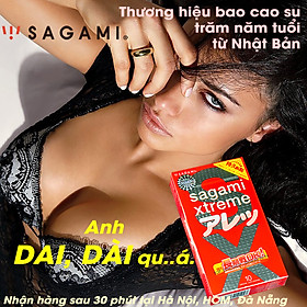 Bao Cao Su Gai Kéo Dài Thời Gian Của Nhật Bản Sagami Xtreme Feel Long (Hộp 10 Chiếc) Không Mùi Cao Su  - Tặng 1 Chiếc BCS Power Men - Che Tên Sản Phẩm