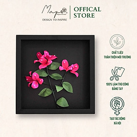 Mua Tranh Hoa Giấy Handmade Trang Trí - Hoa Giấy MAYPAPERFLOWER Khung Gỗ Size 25x25cm