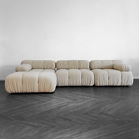 Sofa băng phòng khách hình khối Juno Sofa bọc vải lông cừu cao cấp