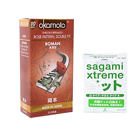 Bao Cao Su Có Gai Okamoto Roman Nhật Bản (Hộp 10 Chiếc) - Hình Hoa Hồng - Tặng Kèm Bcs gai Sagami (Hộp 3 Chiếc) - Che Tên Sản Phẩm