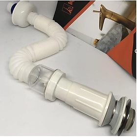 Mua Bộ xả lavabo ruột gà KG48 nhấn nhựa abs cao cấp  dùng cho chậu lavabo treo tường - Hàng chính hãng