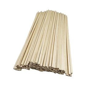 50Pcs Wooden Square Dowel Rod Unfinished Wood Sticks Woodcrafts Small Arts Long Dowel Strips for Crafts Hobby Model Material Diorama Scenery