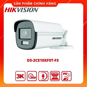 Mua Camera thân trụ ColorVu HD-TVI 3K thế hệ mới có màu ban đêm  hồng ngoại 20m  tích hợp mic HIKVISION DS-2CE10KF0T-FS (Hàng chính hãng)