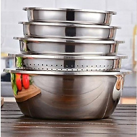 Mua Bộ 5 Hình Tròn Đồ Gia Dụng Chậu Rửa Bát Nhà Bếp Inox