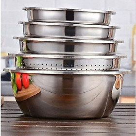 Bộ 5 Hình Tròn Đồ Gia Dụng Chậu Rửa Bát Nhà Bếp Inox