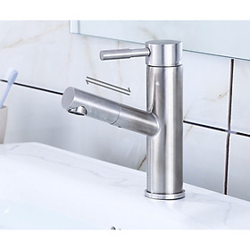 Vòi Lavabo nóng lạnh trụ tròn kiêm đầu xịt SUS304 + 2 dây cấp - ITALIA