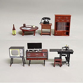 Set đồ đạc phong cách Showa cổ điển trong căn nhà Nhật Bản cho các bạn trang trí nhà búp bê, dựng cảnh, DIY