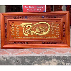 Tranh chữ tâm bằng gỗ hương đỏ kt 67×127×4cm