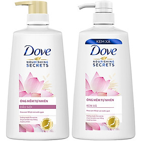 Combo Dove Óng Mềm Tự Nhiên Dầu gội 640ml & Dầu xả 610ml