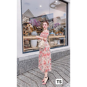Váy Thiết Kế Hoa dập ly, vay von hoa dáng suông xinh xắn, dễ thương - H&N Store
