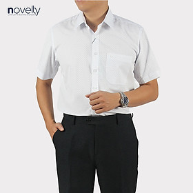 Áo sơ mi nam ngắn tay Novelty vải dừa thoáng mát Casual hoa văn NSMMINMCNB220784N