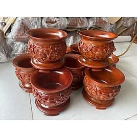 Mua Bát nhang-lư hương gỗ hương chạm 18 CM