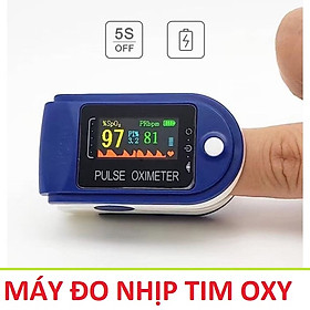 Thiết bị đo nhịp tim và nồng độ oxy trong máu dạng đo kẹp ngón tay màu xanh