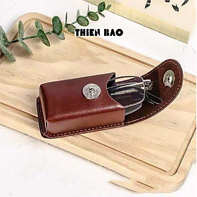 Bao da có đai đeo hông làm thủ công HANDMADE chuyên dùng để đựng kính lão thị, viễn thị gấp gọn BD05 KT 8*4*3CM