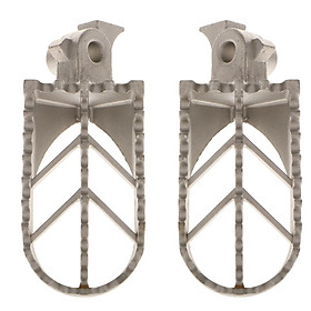Cast Steel Universal Pedals Foot Footrests for Motorcycle Dirt Bike Silver Pack of 2
