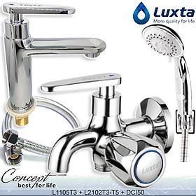 Mua  LUXTA VIETNAM  COMBO Sen Vòi Lạnh Cao Cấp LUXTA 3 Món: Bộ sen tắm Đồng thau mạ Crome  Vòi lavabo và Dây cấp Inox