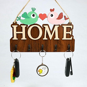 Mua Bảng gỗ treo trang trí nhà cửa kèm đồ treo móc khóa Hình Home 2 con chim