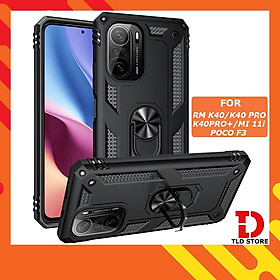 Ốp lưng cho Xiaomi Redmi K40 Pro Mi 11i Poco F3 chống sốc 2 lớp kèm nhẫn iring làm giá đỡ