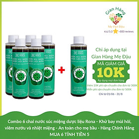 Combo 6 Chai Nước súc miệng dược liệu Rona ( Mua 6 tính tiền 5) CoCayHoaLa - Khử mùi - Sạch bay hôi miệng - Chặn ngay nhiệt miệng - Mẹ bầu và trẻ nhỏ dùng được, chai 150ml - Hàng chính hãng